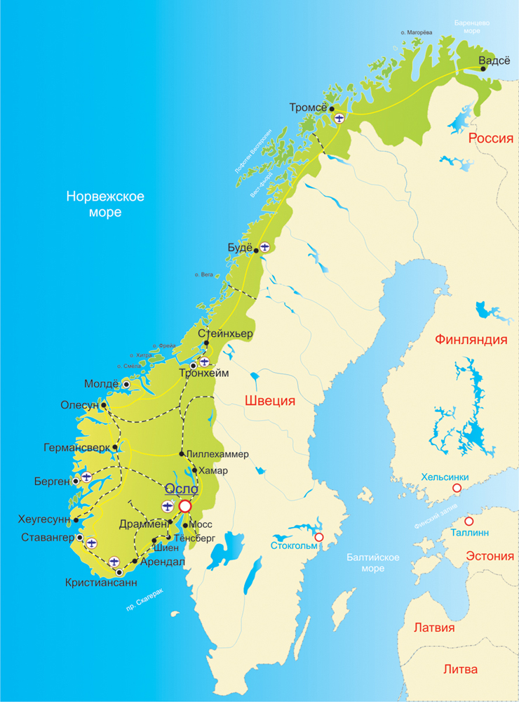 Норвежские фьорды карта